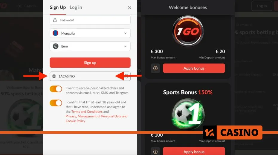 1Go Casino promo code registration process with activation steps and eligibility criteria