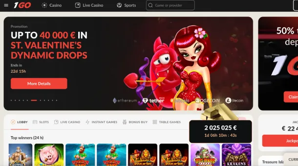 1Go Casino review covering game selection, payment methods, and customer support