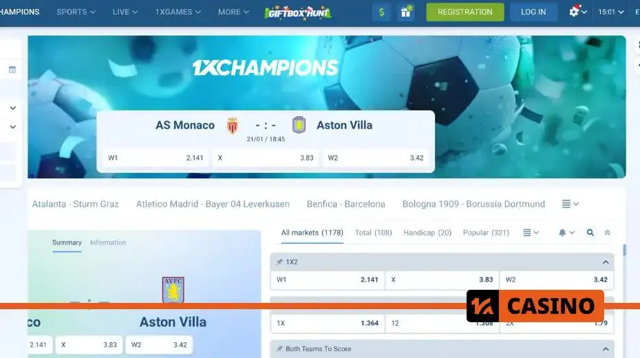 1xbet betting options for pre-match, live betting, and special event markets 