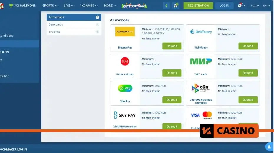 1xbet payments supporting credit cards, e-wallets, and cryptocurrency transactions