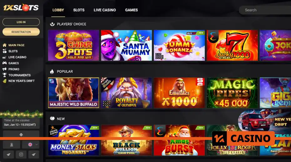1xslots casino featuring a variety of slots, roulette, and blackjack games