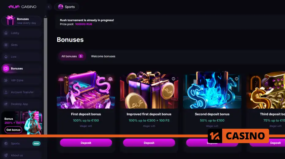 Auf casino bonuses: current promotions, welcome offers, and enhanced packages