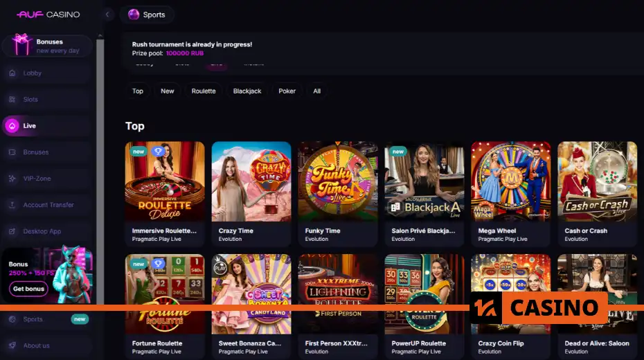 Auf casino games and providers: slot list, categories, and provider logos