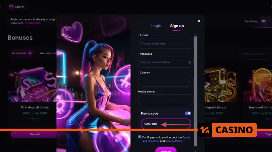 Auf casino promo code at registration: where and how to enter the promo code during account creation