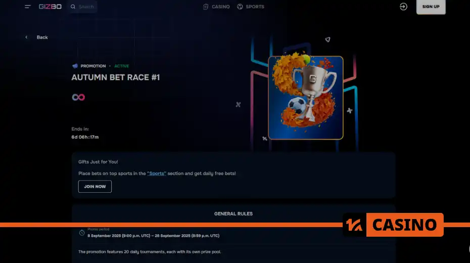 Autumn Bet Race at Gizbo casino free bet wagering on bets Autumn Bet Race at Gizbo casino free bet wagering on bets