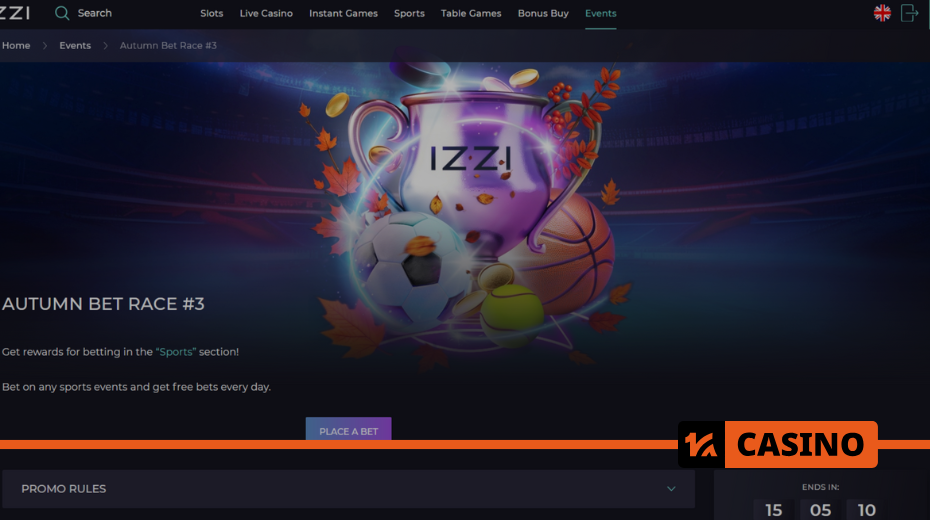 Autumn bet race at izzi casino free bet crediting rules