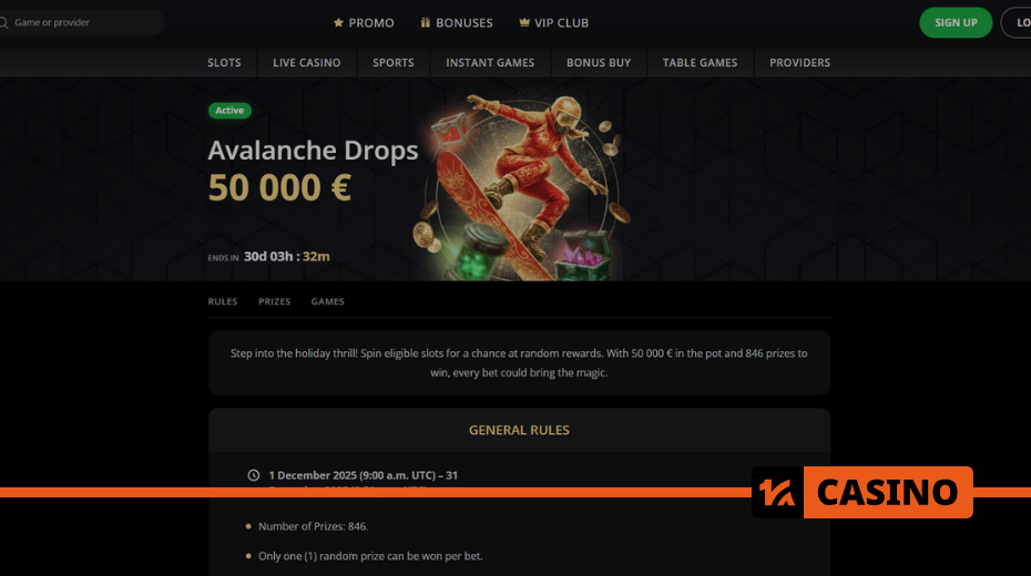 Avalanche Drops at Lex casino: how to take part