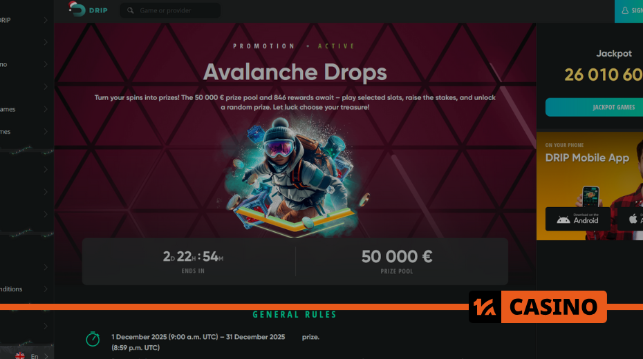 Avalanche Drops в Drip casino: призы