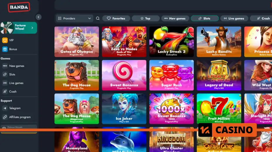 What slots and providers are available at Banda casino – list of popular studios and visual layout of the game catalog with filtering options