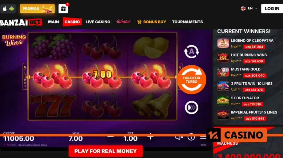 Banzai Bet demo version for testing slots and table games without real money wagers
