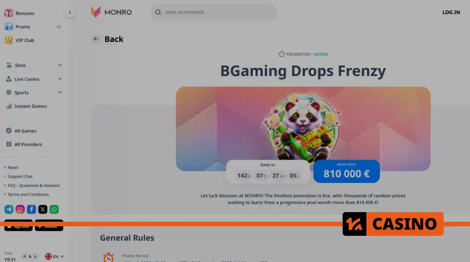 BGaming Drops Frenzy в Monro casino бонусы