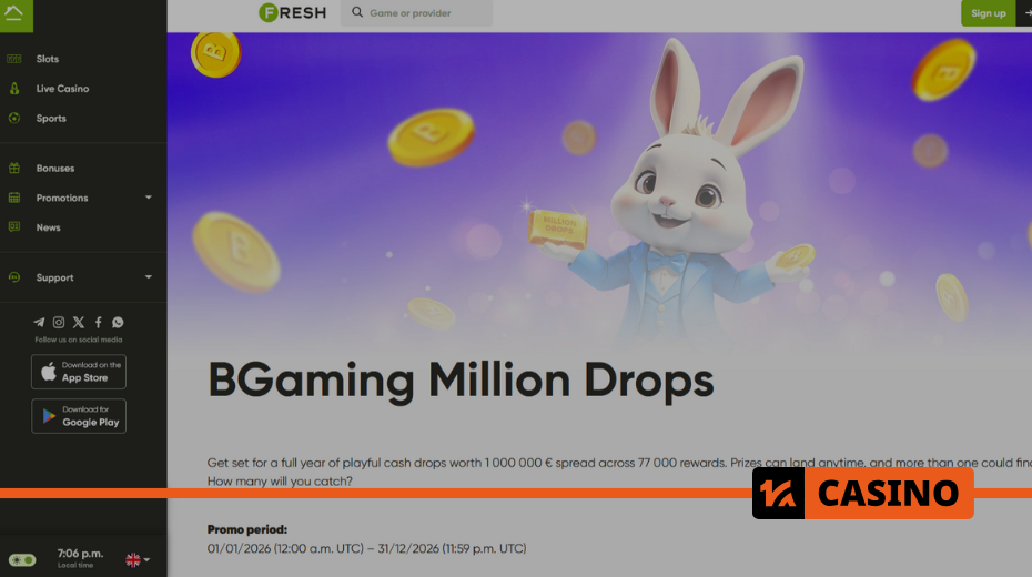 What is the prize pool of the BGaming Million Drops promotion at Fresh casino