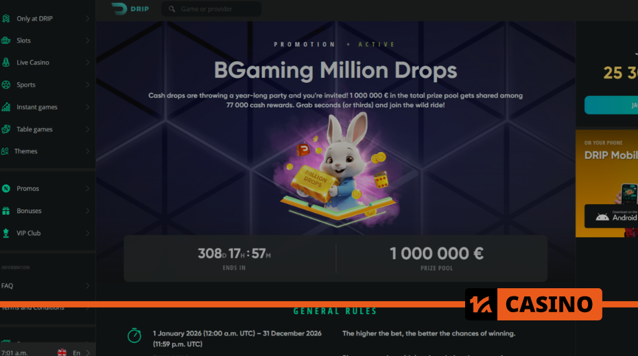 BGaming Million Drops prize pool