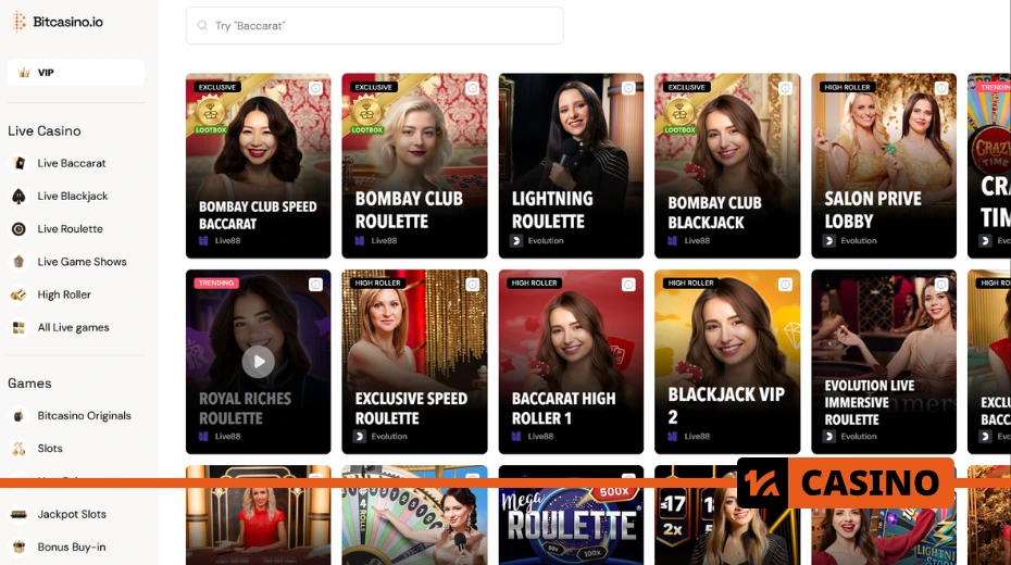 Bitcasino game selection — variety of slots, live games, and exclusive titles on the platform