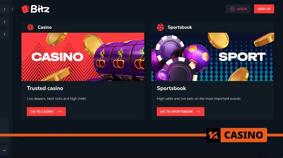 Bitz Casino official website with user-friendly navigation, account management, and customer support