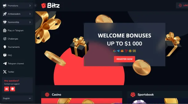 Bitz Casino website featuring a wide selection of games, secure transactions, and exclusive promotions