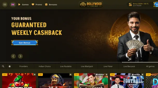Bollywood Casino with a diverse selection of games, secure payments, and special promotions