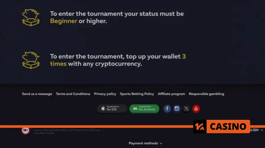 Crypto Tournament X at Vavada casino tournament with deposits