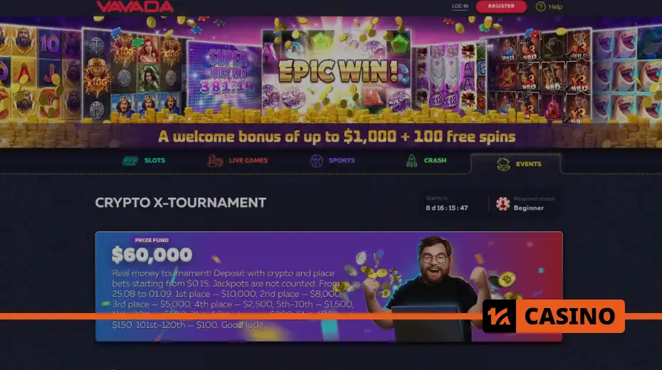 Crypto Tournament X at Vavada casino bonus for participation