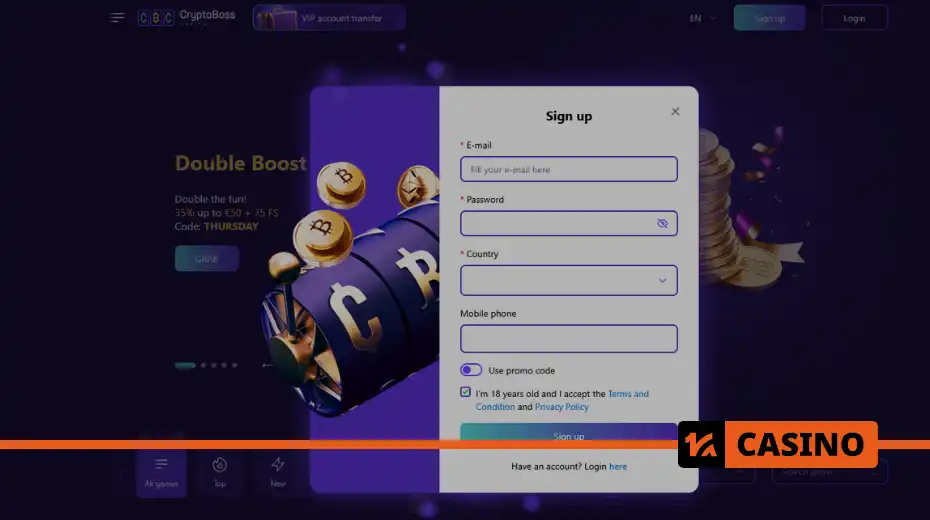 Cryptoboss регистрация для игроков с бонусами и выбором страны