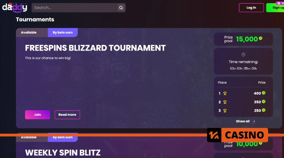 Daddy casino promo code tournaments offering entry to prize-winning competitions