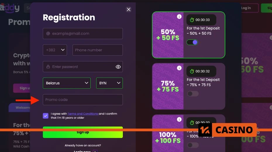 Daddy casino registration process with clear instructions for creating an account