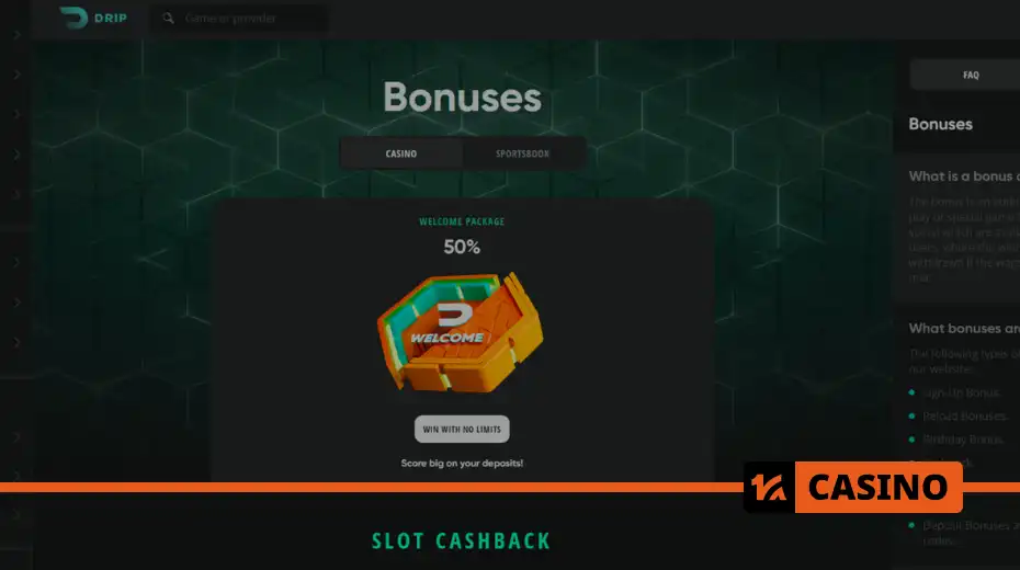  DRIP casino bonus today – current terms and cashback with no wagering