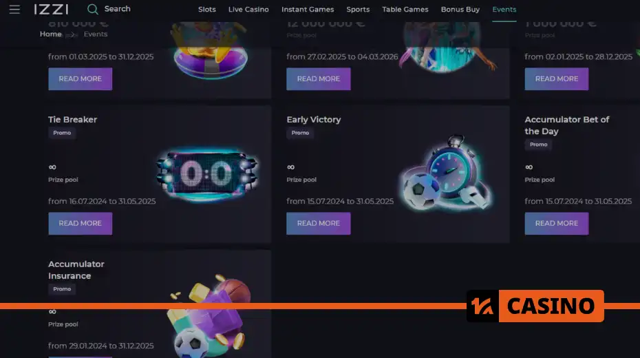 Early bet settlement at Izzi casino what you can get