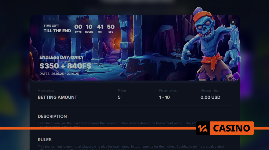 Prize pool and free spins of the Endless Day tournament at Vodka casino Prize pool and free spins of the Endless Day tournament at Vodka casino