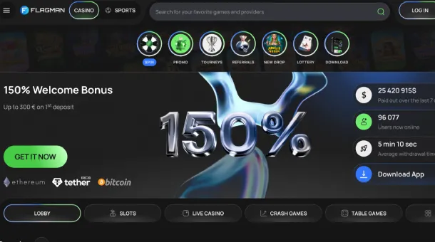 Flagman Casino offering a robust gaming platform with secure transactions and engaging promotions