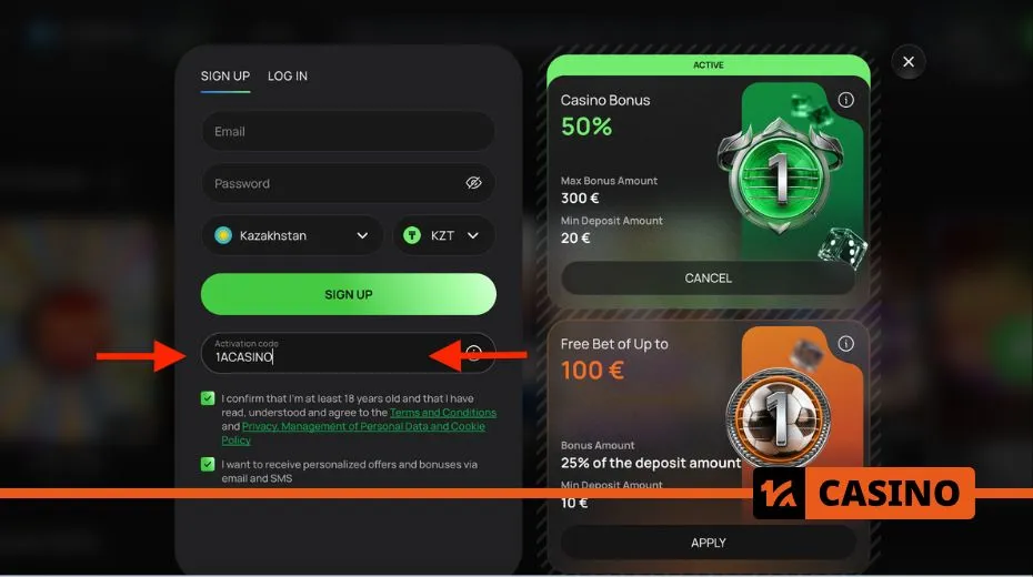 Flagman Casino promo code registration process with step-by-step activation instructions