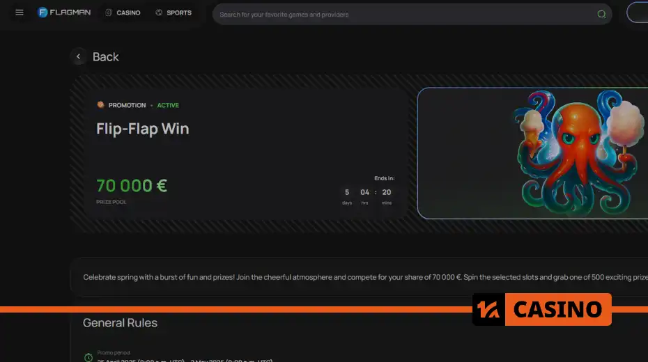 Flip-Flap Win at Flagman casino: Pragmatic Play tournament with real cash prizes