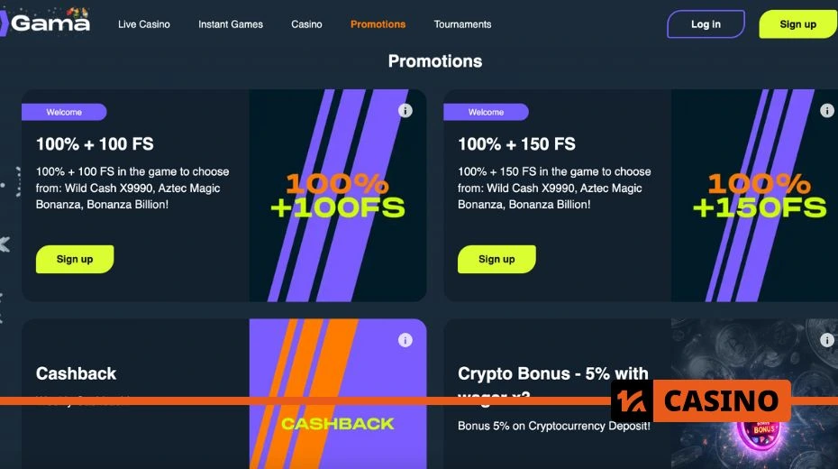 Gama Casino Bonuses - welcome packages, free spins, and exclusive promotions for users