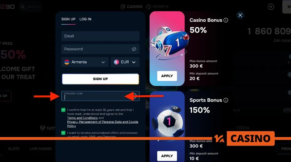 Gizbo Casino registration process with step-by-step account setup and verification