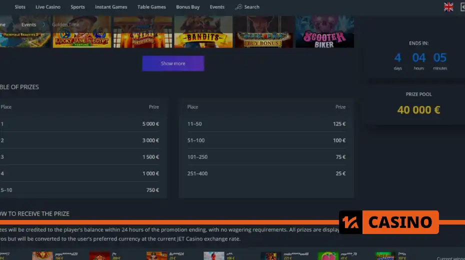 Golden Time at Jet casino bonus for participation and registration with promo code Golden Time at Jet casino bonus for participation and registration with promo code