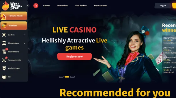 Hell Spin website with a variety of casino games, promotions, and secure payment options