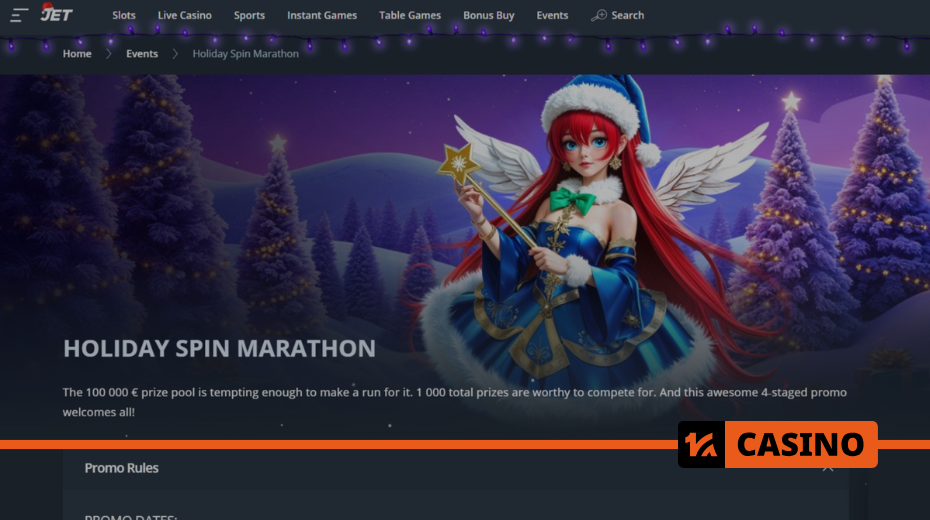 Holiday Spin Marathon в Jet casino: условия участия и сроки проведения