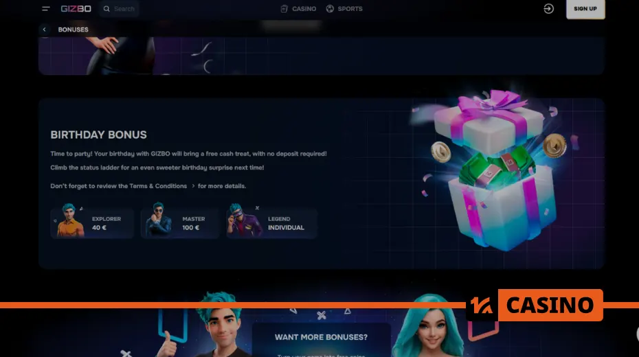 How to get the Birthday bonus at Gizbo casino with no deposit How to get the Birthday bonus at Gizbo casino with no deposit