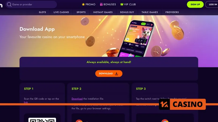 Irwin Casino mobile apps for iOS and Android with full access to games and bonuses