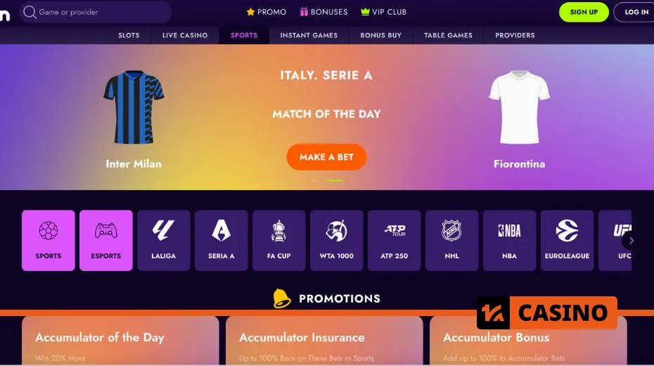 Irwin Casino betting section with sports wagering, live odds, and various bet types