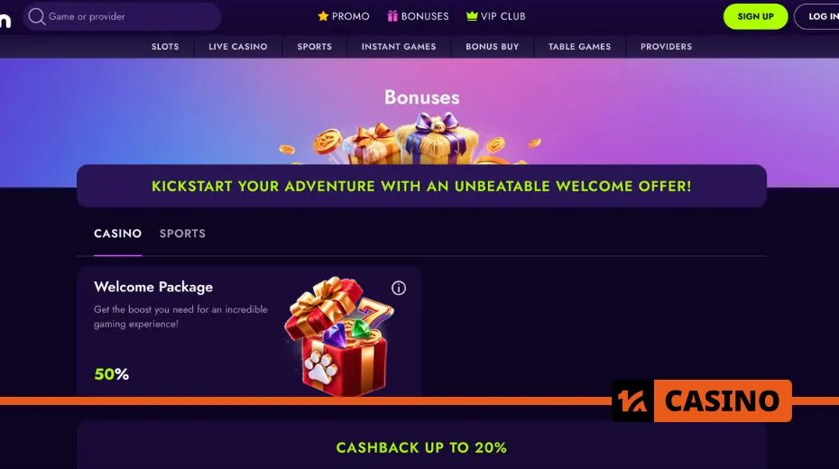 Irwin Casino bonuses including welcome rewards, free spins, and cashback deals