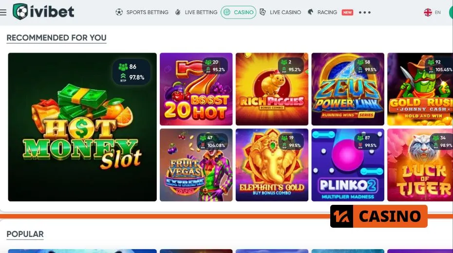 Ivibet slots featuring classic reels, video slots, and progressive jackpot games