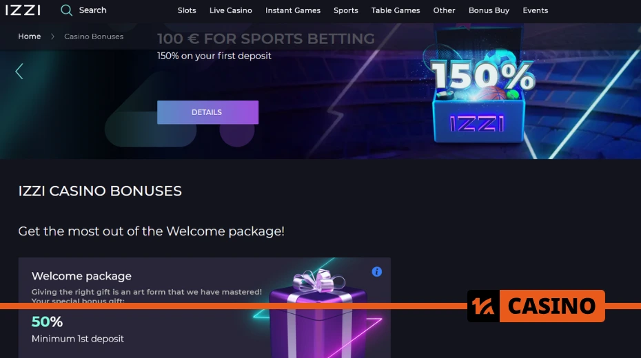 Izzi casino promotions – a section with active bonuses, including free spins, cashback, deposit bonuses, and exclusive offers for regular players