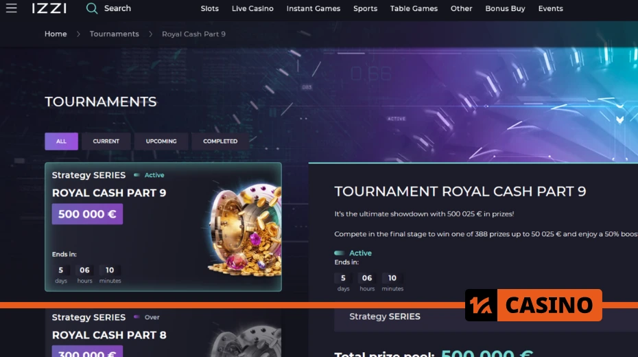 Izzi casino tournaments – regular competitions among players where they can win cash prizes, free spins, and bonus rewards. The tournaments feature slots, table games, and live casino, with winners determined based on the number of bets, winnings, or accumulated points