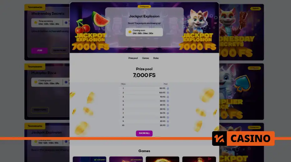 Jackpot Explosion at Cat casino – prizes for 200 participants, including free spins and easy claiming terms