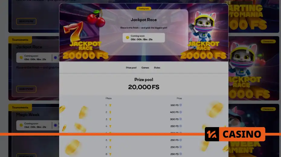 Jackpot Race в Cat casino бонусы