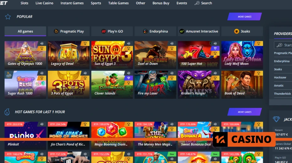 Jet casino: slot catalog with popular games and progressive jackpots