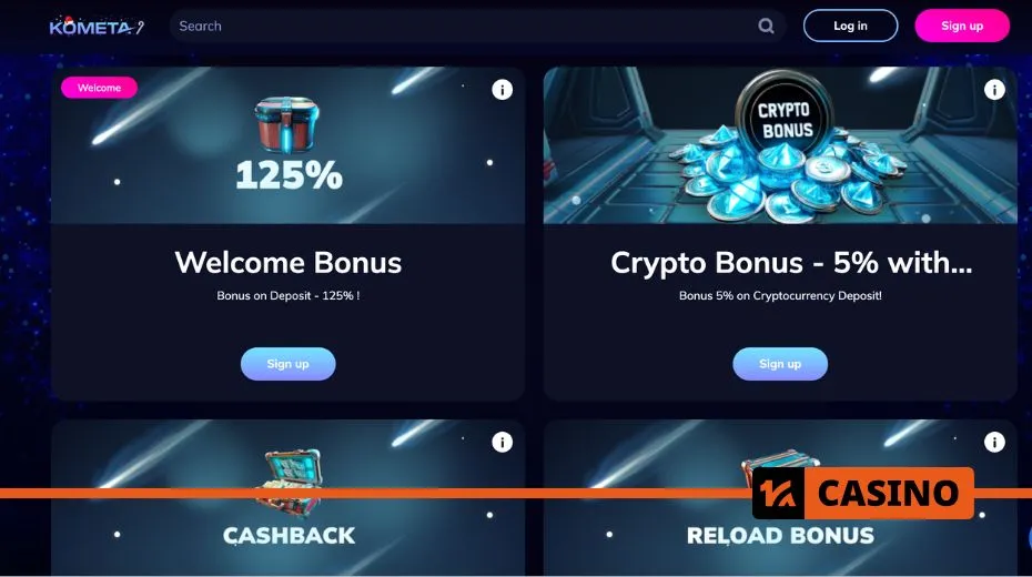 Kometa casino bonuses available for new players and regular promotions