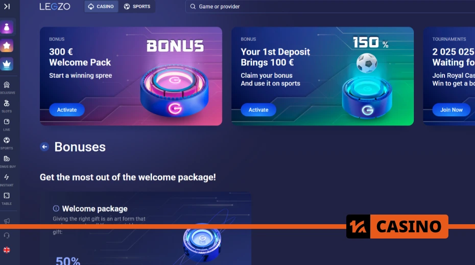 Legzo casino bonuses: welcome package, cashback, free spins, promo codes