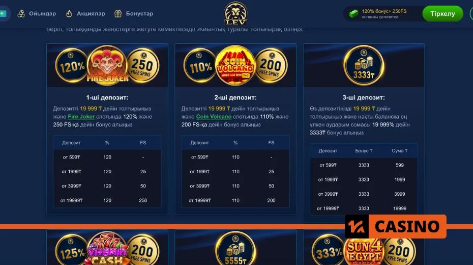 Lev Casino promo code welcome bonuses offering up to 2000 EUR and 1450 free spins for new players after making qualifying deposits